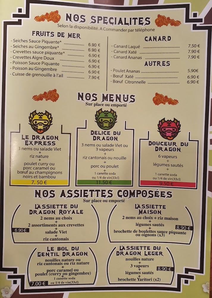 Aux Délices des Dragons - Menu Image 1
